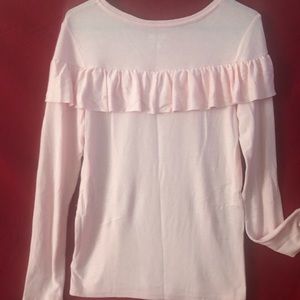 NEW girl pink ruffle long sleeve top. Ruff around should front and back.